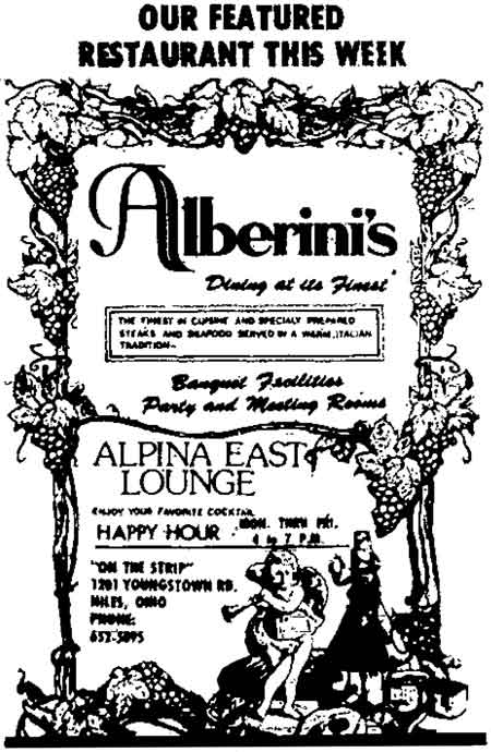 1979 advertisement as a featured restaurant in the Niles Daily Times.