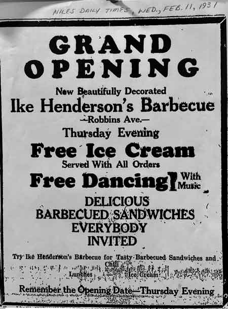 Henderson's Barbecue 1930-1933