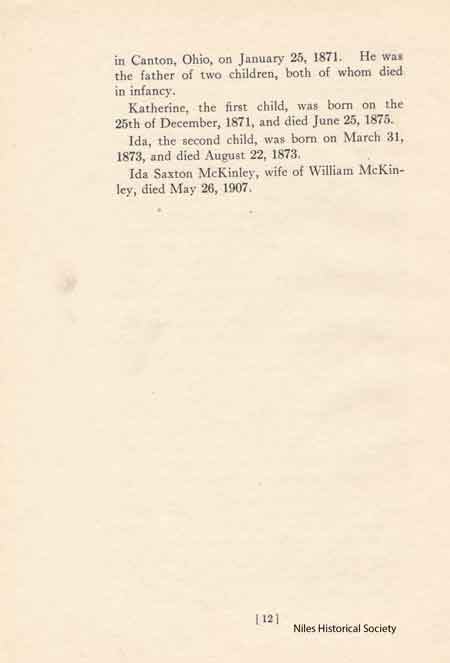 Page of the proposal to build a monument and memorial to William McKinley at Niles, Ohio, the place of his birth. 