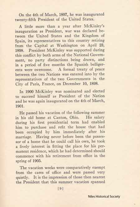 Page of the proposal to build a monument and memorial to William McKinley at Niles, Ohio, the place of his birth. 
