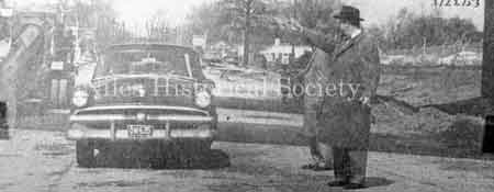 First car across the 1950 Federal Street bridge.