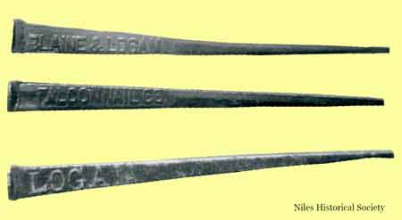 Photo of the nails manufactured at the Falcon Nail Company.