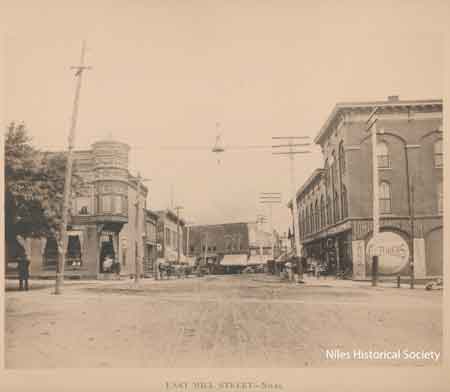 View of the Hartzell Building at corner of South Main Street and Mill Street (East State Street).