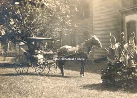 Postcard of Punch the pony and the phaeton carriage from Elizabeth’s Grandmother, Alma Leitch Rowan.