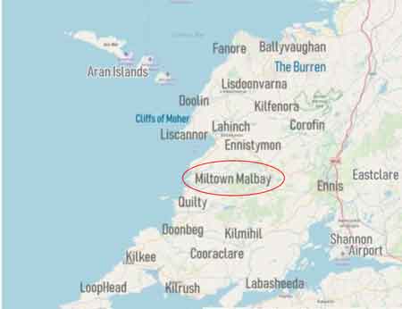 Map location of Miltown Malbay