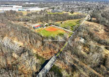 2023 aerial view of Wilder Field and the 'Bowl' which is now a soccer field.