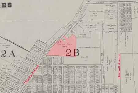The 1918 map shows the location of the property of Fredericka Stein.