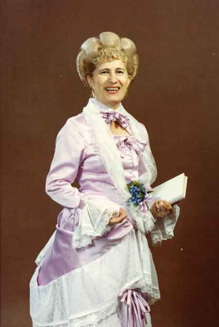 A studio portrait of Lucille Bassett who portryed Lucretia Randolph Garfield in her Inaugural Ball gown during the Bicentennial celebration in 1976.